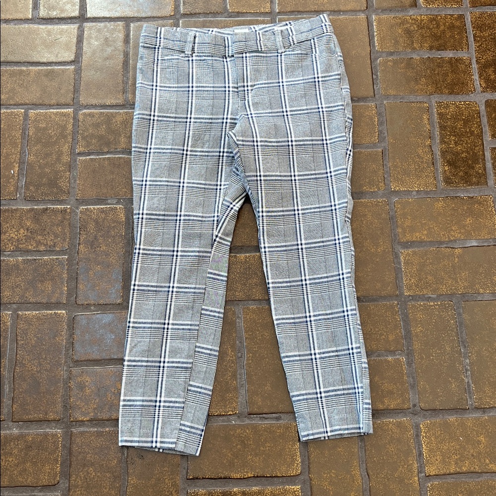 Gap Blue Plaid Slim City Ankle Pant